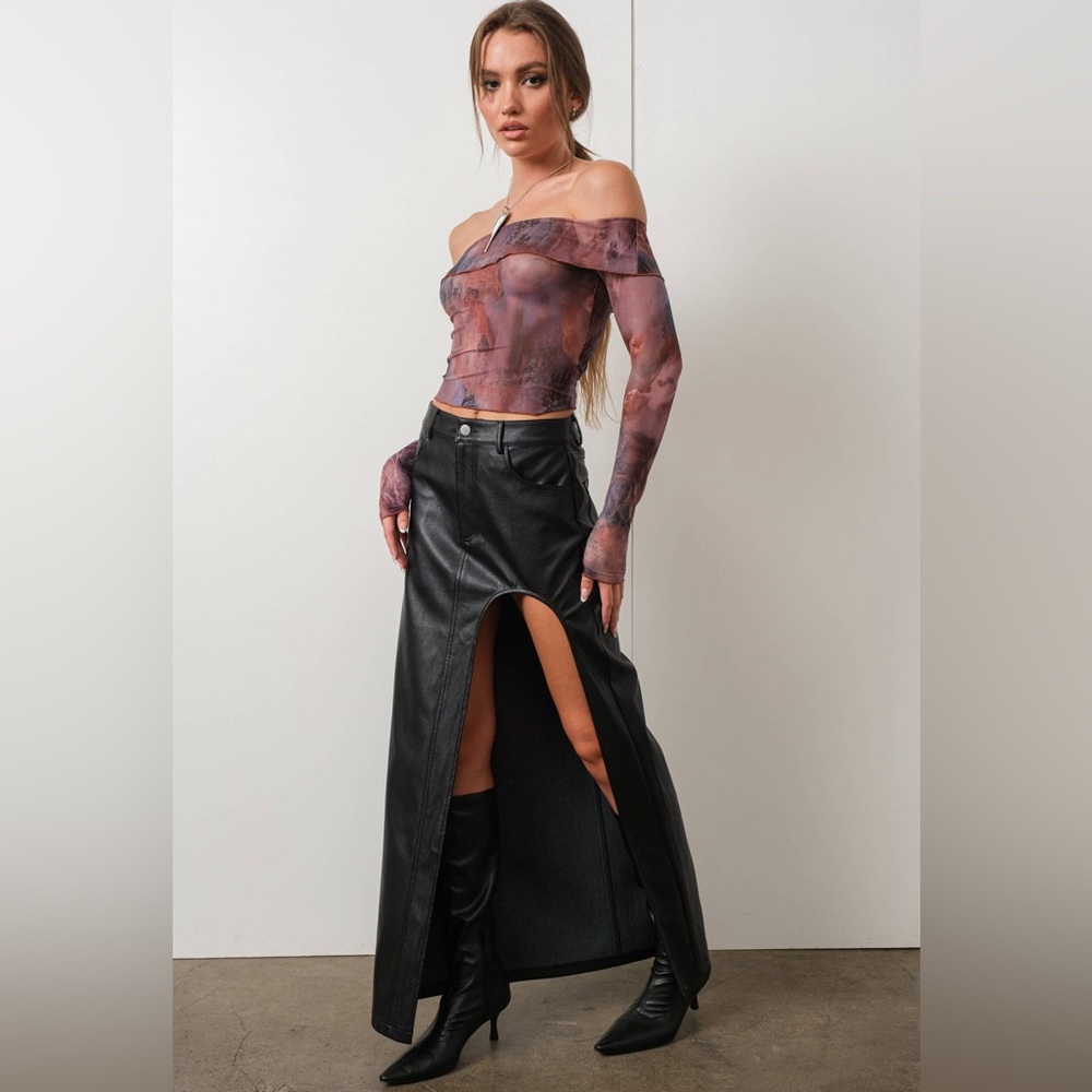 Semi sheer off shoulder crop top